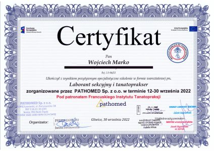 Potwierdzenie profesjonalnych kwalifikacji Zakładu Amenno w Głubczycach